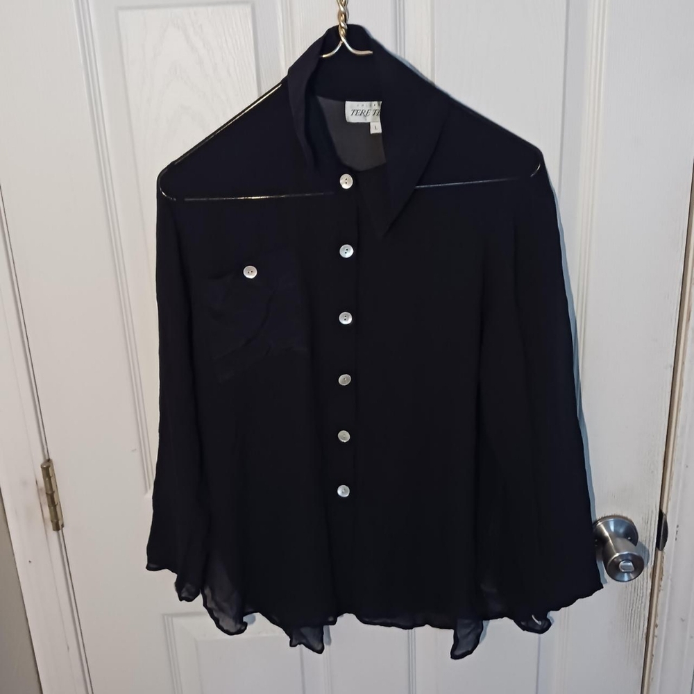 Tere Tereba Black Sheer Blouse